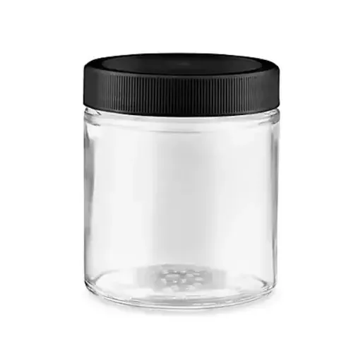 4oz Balang Penyimpanan Kaca Jelas dengan Penutup Skru Hitam 4oz Balang Penyimpanan Kaca Jelas dengan Penutup Skru Hitam