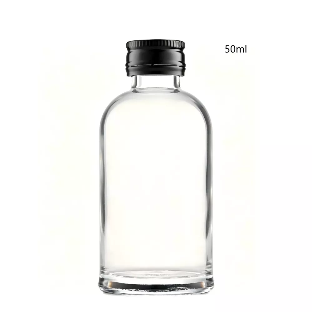 Botol Wiski Ireland Bulat Kaca 50ml dengan Penutup Skru
