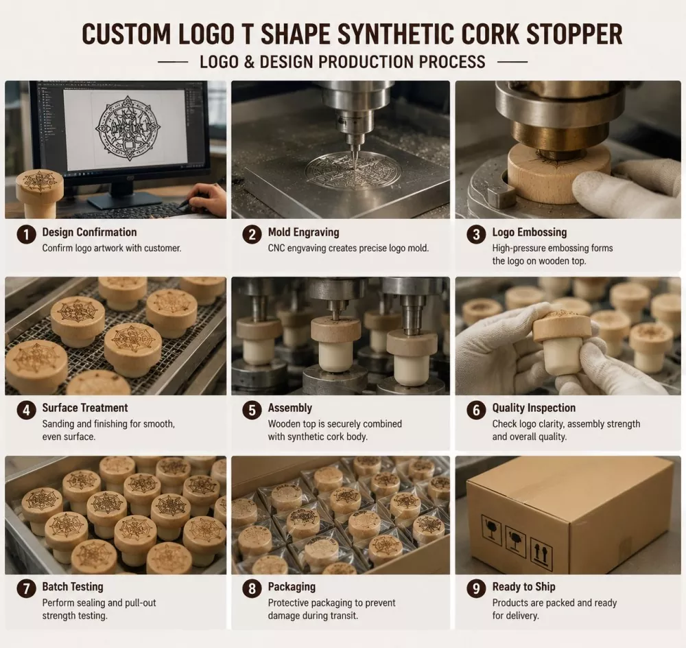 Custom Logo T Shape Synthetic Cork Stopper